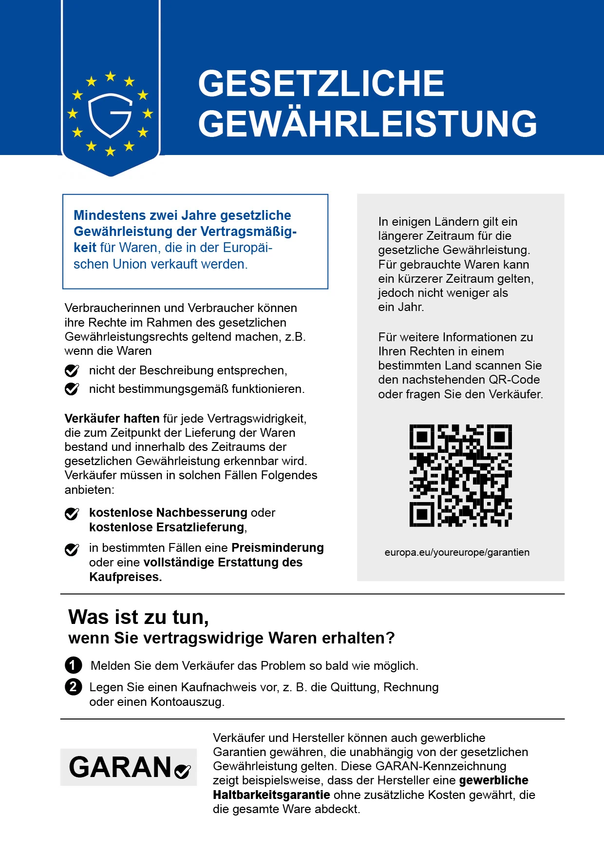 Gesetzliches Gewährleistungslabel